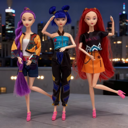 K-Pop Demon Hunters Dockor med Musikfunktion – 3 Dockor i Set (30 cm)
