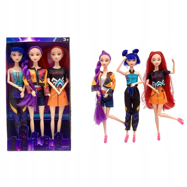 K-Pop Demon Hunters Dockor med Musikfunktion – 3 Dockor i Set (30 cm)