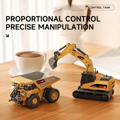 NordBygg Motion™ 1:64 Premium Mini RC Byggset i Metall – Gaffeltruck, Grävmaskin & Tipptruck