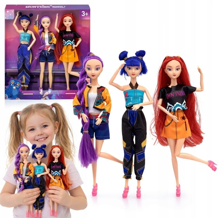 K-Pop Demon Hunters Dockor med Musikfunktion – 3 Dockor i Set (30 cm)