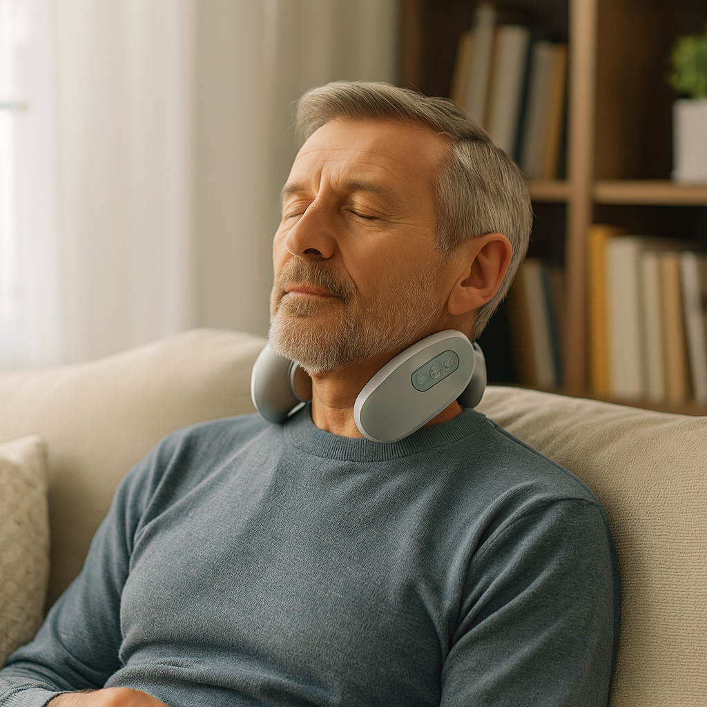 NackBalans Pro™ | Kompakt elektrisk nackmassage med värme & EMS