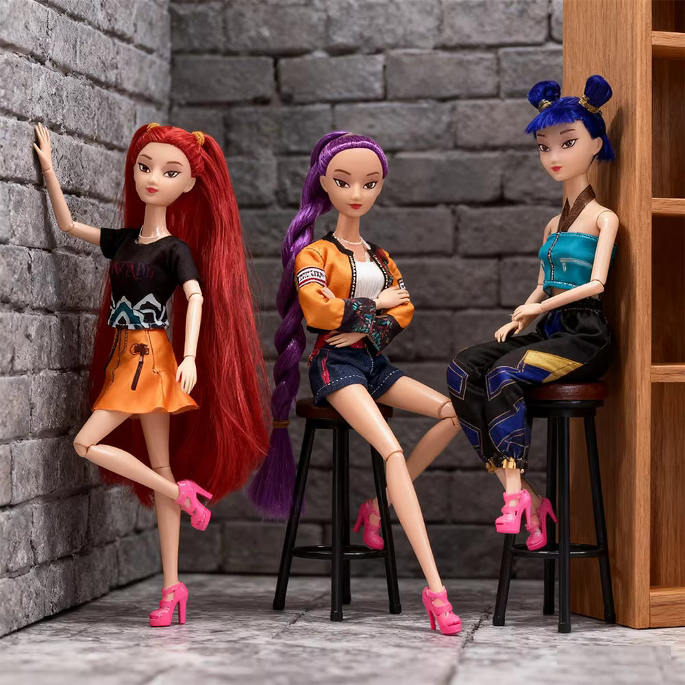 K-Pop Demon Hunters Dockor med Musikfunktion – 3 Dockor i Set (30 cm)