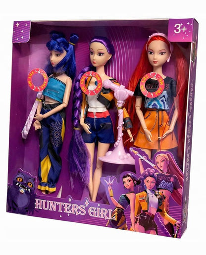 K-Pop Demon Hunters Dockor med Musikfunktion – 3 Dockor i Set (30 cm)