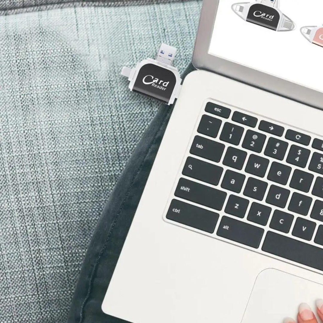 UniSync™ 4-i-1 Kortläsare | Smart anslutning mellan mobil, dator och minneskort