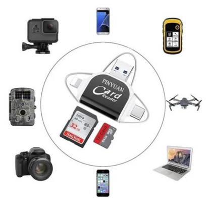 UniSync™ 4-i-1 Kortläsare | Smart anslutning mellan mobil, dator och minneskort