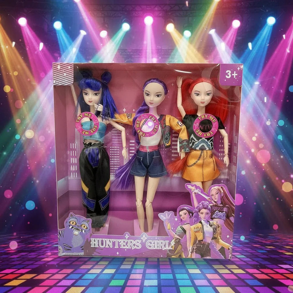 K-Pop Demon Hunters Dockor med Musikfunktion – 3 Dockor i Set (30 cm)